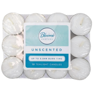 Bloome Unscented White Tealight Candles 12 Pack – Long-Burning Decorative Candles – Mart Subhani Dundee