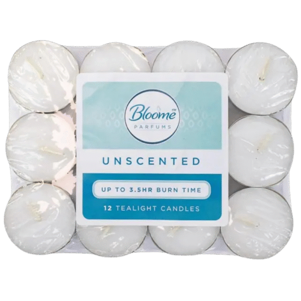 Bloome Unscented White Tealight Candles 12 Pack – Long-Burning Decorative Candles – Mart Subhani Dundee