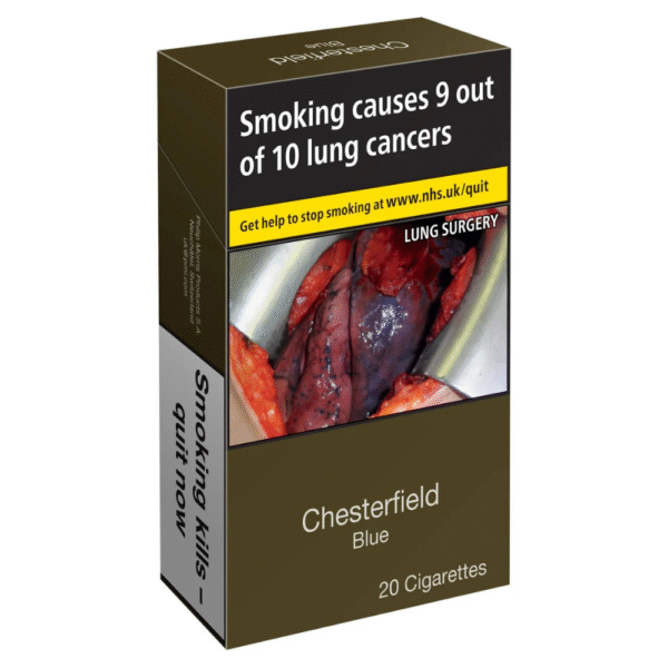 Chesterfield Blue 20 cigarettes available at Mart Subhani Dundee