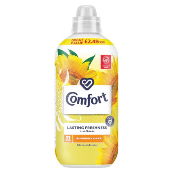 Comfort Fabric Conditioner Sunshiny Days 33 Washes 990ml bottle available at Mart Subhani Dundee