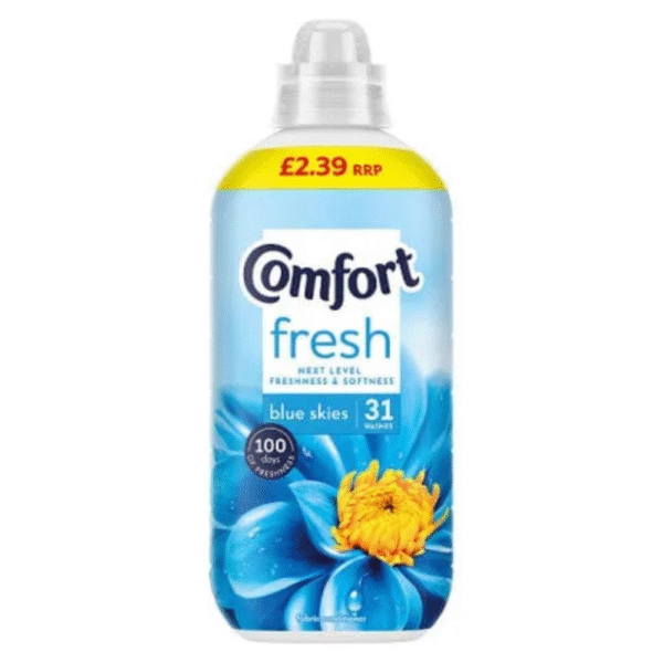 Comfort Fresh Fabric Conditioner Blue Skies 930ml bottle available at Mart Subhani Dundee