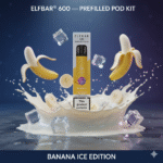 Elf Bar 600 Prefilled Pod Kit Banana Ice flavour available at Mart Subhani Vape Store Dundee