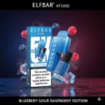Blueberry Sour Raspberry Elf Bar AF5000 Disposable Vape flavour available at Mart Subhani Vape Store Dundee