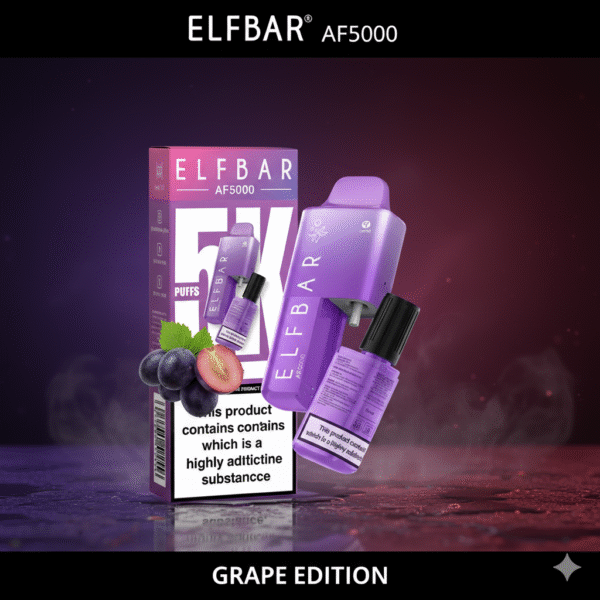 Grape Elf Bar AF5000 Disposable Vape flavour available at Mart Subhani Vape Store Dundee