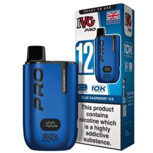 IVG PRO 12 Blue Raspberry Ice 10000 puffs available at Mart Subhani Vape Store Dundee