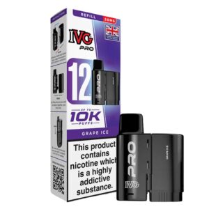 IVG PRO 12 Grape Ice Refill Pod 10000 puffs available at Mart Subhani Vape Store Dundee
