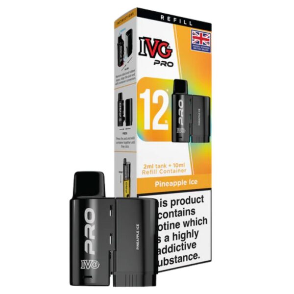 IVG PRO 12 Pineapple Ice Refill Pod 10000 puffs available at Mart Subhani Vape Store Dundee