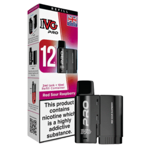 IVG PRO 12 Red Sour Raspberry Refill Pod 10000 puffs available at Mart Subhani Vape Store Dundee