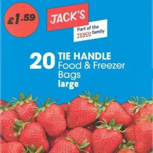 Jack’s 20 Tie Handle Food & Freezer Bags Large – Available at Mart Subhani Grocery Dundee