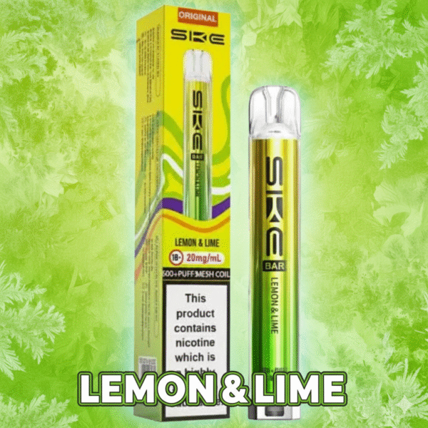 SKE Bar 600 Prefilled Pod Kit Lemon & Lime flavour available at Mart Subhani Vape Store Dundee