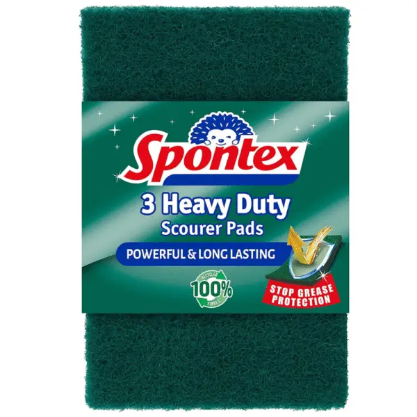 Spontex 3 Heavy Duty Scourer Pads – Powerful Cleaning Pads | Mart Subhani Grocery Dundee