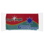Super Bright 6 Hand-Grip Sponge Scourers – Durable Kitchen Cleaning Pads – Mart Subhani Dundee