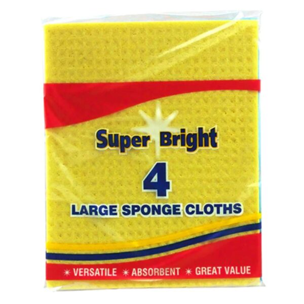 Super Bright Sponge Cloths 4 Pack – Reusable & Absorbent Cleaning Cloths – Mart Subhani Dundee