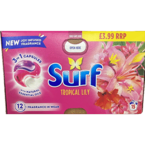 Surf 3-in-1 Laundry Detergent Capsules Tropical Lily 15 Washes available at Mart Subhani Dundee