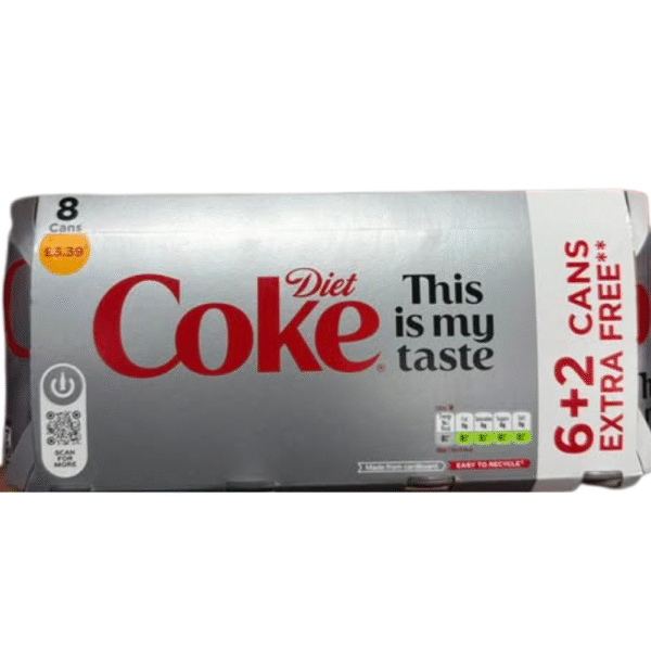 Diet Coke 8 cans pack available for fast home delivery in Dundee