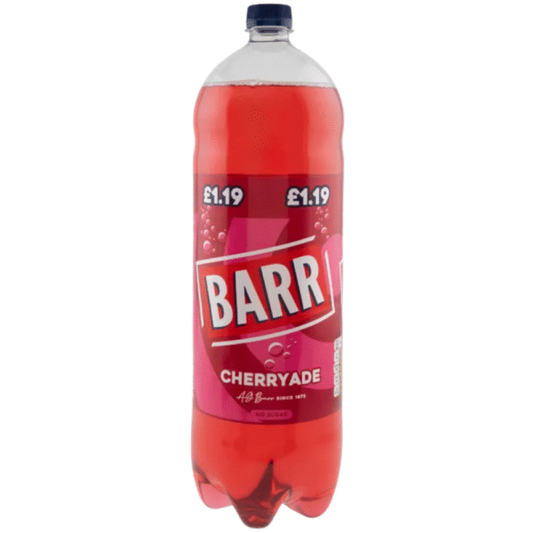 Barr Cherryade 2L – sparkling cherry flavoured soft drink with sweeteners available at Mart Subhani Dundee