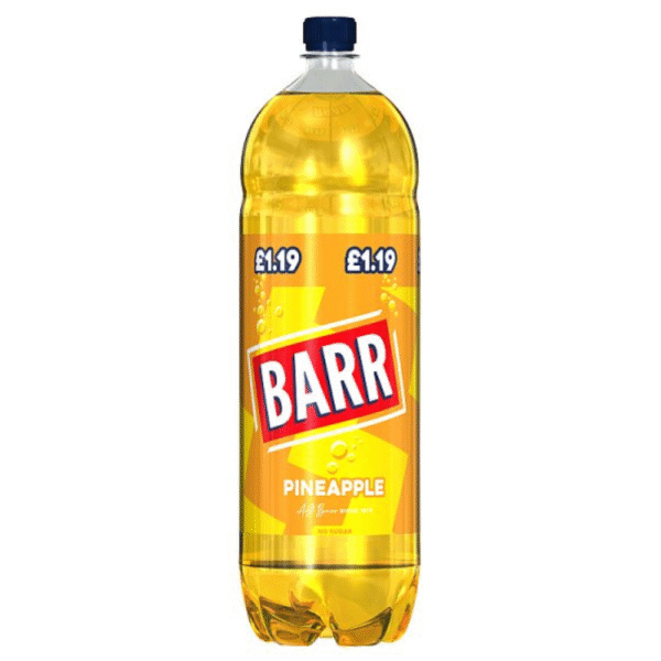 Barr Pineapple 2L – tropical sparkling pineapple flavoured soft drink with sweeteners available at Mart Subhani Dundee