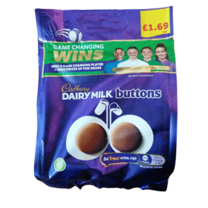 Cadbury Dairy Milk Buttons 1g – mini smooth milk chocolate button available at Mart Subhani Dundee