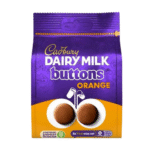 Cadbury Dairy Milk Buttons Orange 95g bag – smooth milk chocolate buttons with zesty orange flavour available at Mart Subhani Dundee