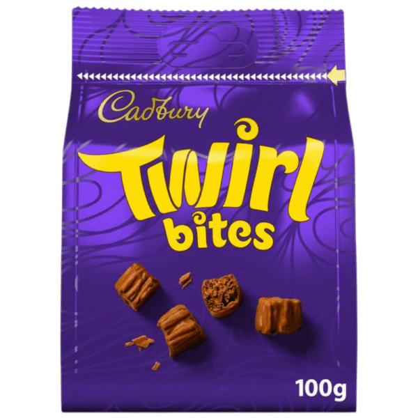 Cadbury Twirl Bites Chocolate Pouch 100g available at Mart Subhani Dundee – delicious milk chocolate curls coated in smooth Cadbury milk chocolate