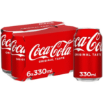 Coca-Cola Original Taste 330ml cans pack of 6 available for fast home delivery in Dundee