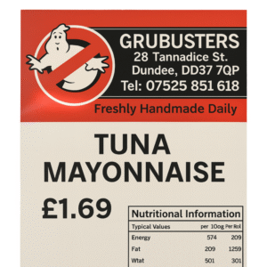 Grubusters Tuna Mayonnaise Roll Fresh Filled Roll Dundee Delivery