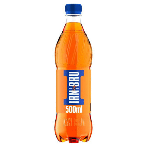 Irn-Bru 500ml bottle – original Scottish fizzy drink available at Mart Subhani Dundee