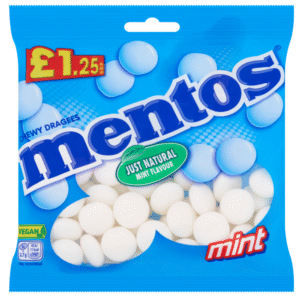 Mentos Chewy Dragees Mint Flavour 135g – chewy mint candies in a roll pack for long-lasting freshness available at Mart Subhani Dundee