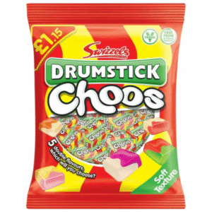Swizzels Drumstick Choos Vegan 120g – fruity chewy sweets inspired by classic Drumstick lollies available at Mart Subhani Dundee