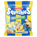 Swizzels Drumstick Squashies Banana and Blueberry 120g – soft chewy marshmallow gummy sweets with fruity flavours of banana and blueberry available at Mart Subhani Dundee