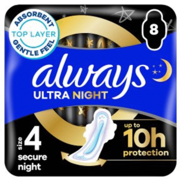 Always Ultra Secure Night Size 4 Sanitary Towels 8 Pads Leakage Protection Dundee Delivery