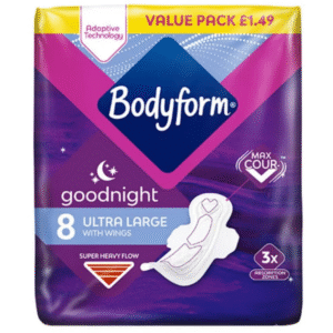 Bodyform Goodnight Ultra Large Sanitary Towels with Wings 8 Pads Super Heavy Flow Dundee Delivery