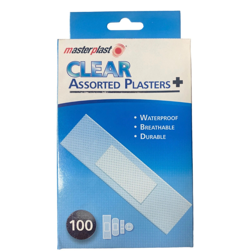 Clear waterproof assorted plasters 100 pack – home delivery Dundee