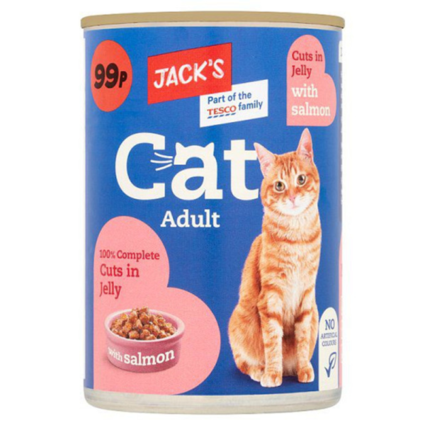 Jack’s Adult Cat Food Salmon in Jelly 415g Tin Dundee Delivery
