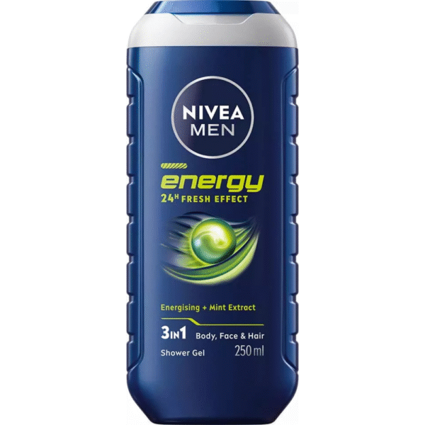 NIVEA MEN Energy Shower Gel 250ml Refreshing Body Face Hair Wash Dundee Delivery