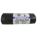 Stronghold Heavy Duty 90L Refuse Sacks Roll of 20 Black Bin Bags Dundee Delivery