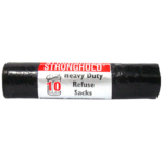 Stronghold Heavy Duty Refuse Sacks Roll of 10 Black Bin Bags Dundee Delivery