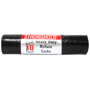 Stronghold Heavy Duty Refuse Sacks Roll of 10 Black Bin Bags Dundee Delivery