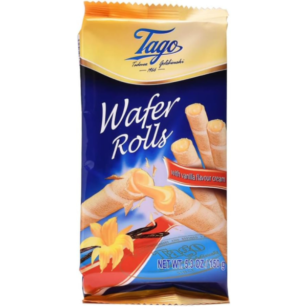 Tago Wafer Rolls with Vanilla Cream 150g – home delivery Dundee