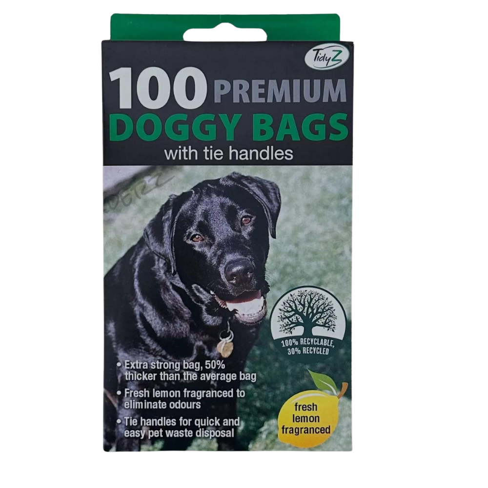 Tidyz Degradable Dog Poo Bags Black Tie Handles 100 Pack – home delivery Dundee