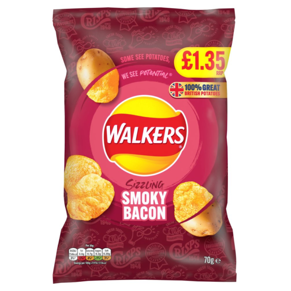 Walkers Smoky Bacon Sharing Crisps 70g home delivery Dundee