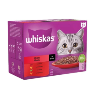Whiskas 1+ Meaty Meals in Gravy 12 x 85g Adult Wet Cat Food Pouches Dundee Delivery
