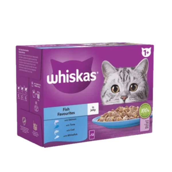 Whiskas Fish Favourites in Jelly 12 x 85g Adult Cat Food Pouches Dundee Delivery