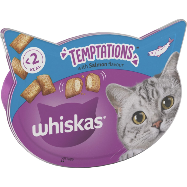 Whiskas Temptations Salmon Cat Treats 60g Crunchy Bite Snacks Dundee Delivery